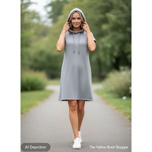 Calvin Klein Gray Hooded Jersey Short Sleeve Dress Size Small‎